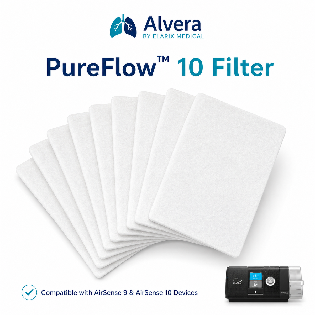 ALVERA PureFlow 10 Filter Compatible with AirSense 9 & AirSense 10 Devices SelfiMed UK